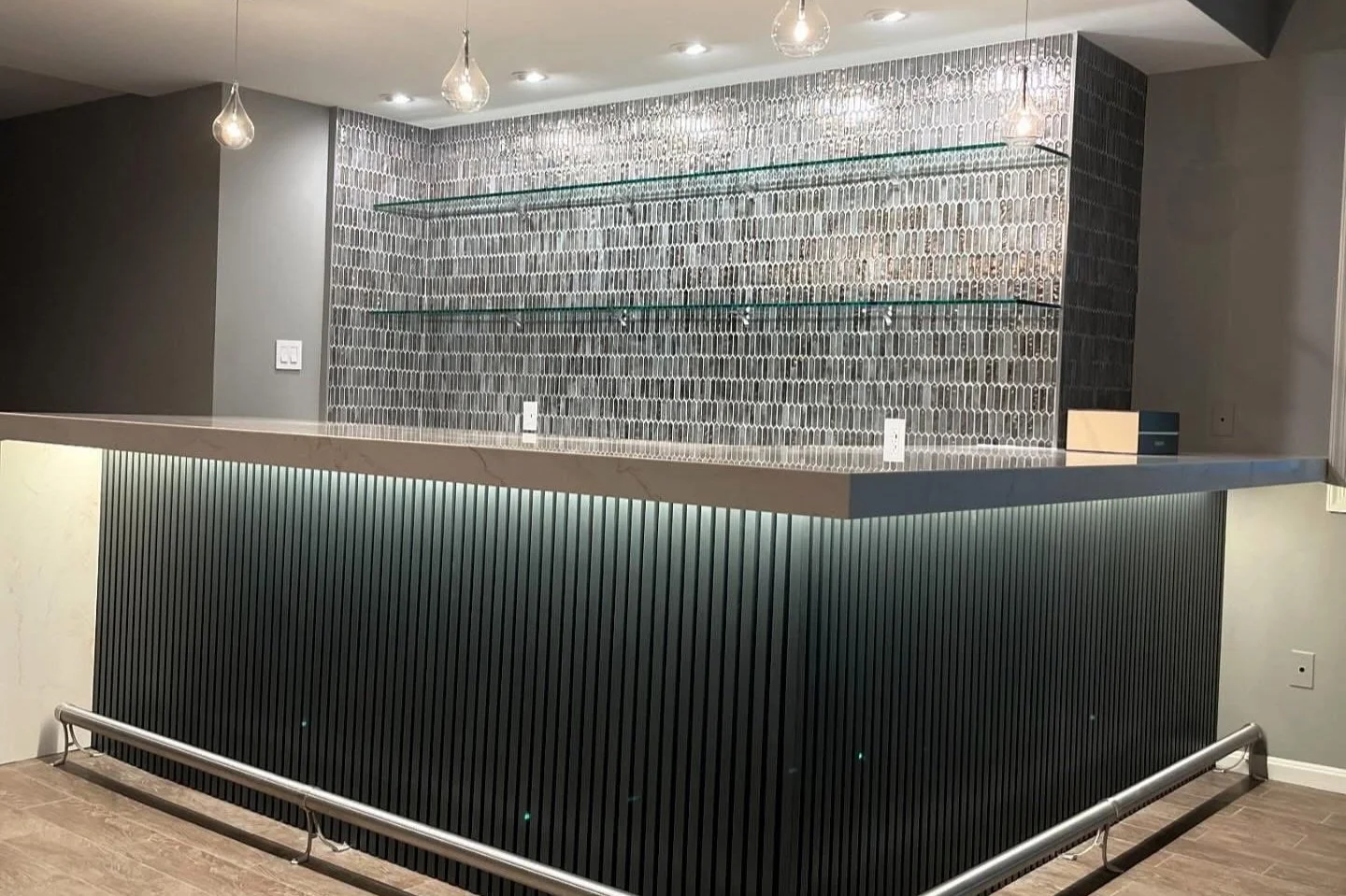 Modern basement bar completed Potomac MD residential renovation